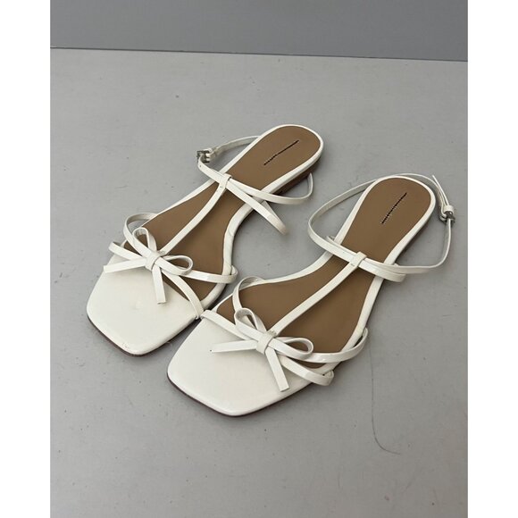 Anthropologie Reformation Maya Bow Sandals Size 6 Patent Leather Ivory - Picture 3 of 7